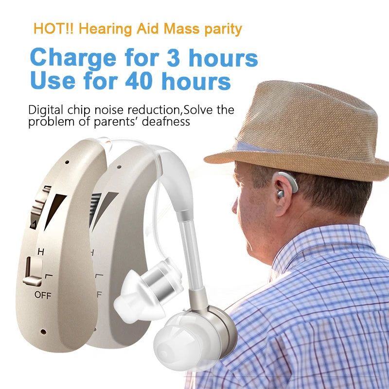 Digital Hearing Aids for Deafness Rechargeable Hearing Aid High Power Sound Amplifier For Elderly Behind the Ear Care audifonos