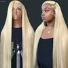 Affordable 613 Blonde Indian Virgin Hair Wig Preplucked Bone Straight 4x4 Closure Wig Vendor Human Hair Lace Wig Human Hair