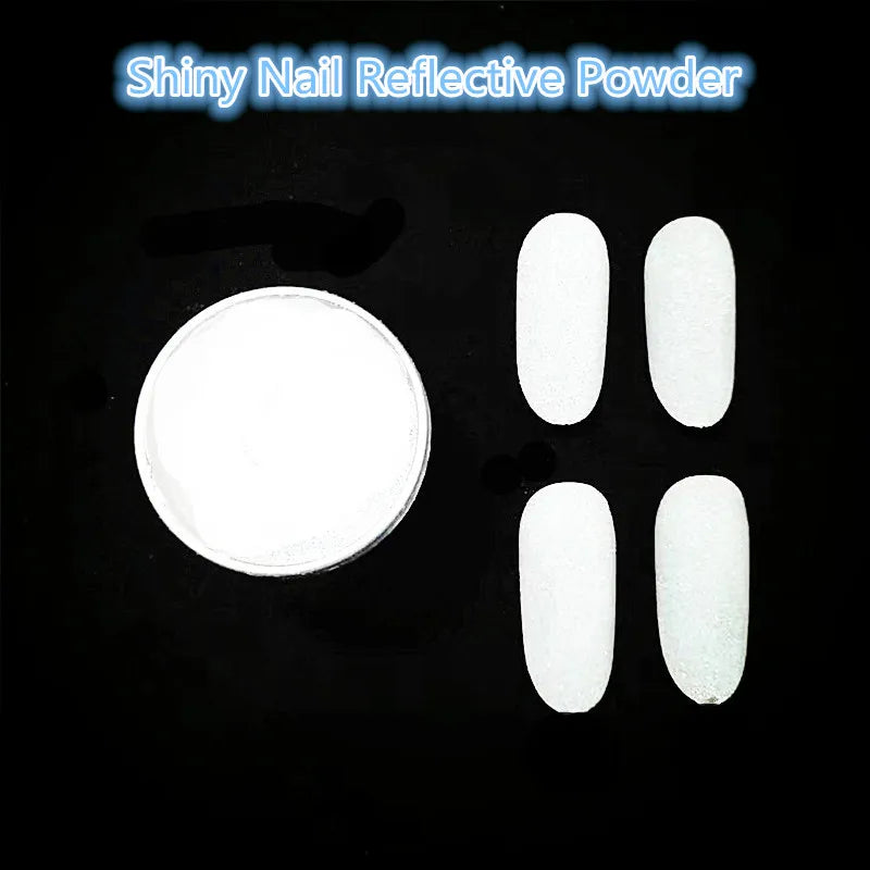 1 PC Shining Magic Grey White Reflective Nail Powder Decoration Manicure Disco Nail Glitter Dipping Powder Shimmer Pigment