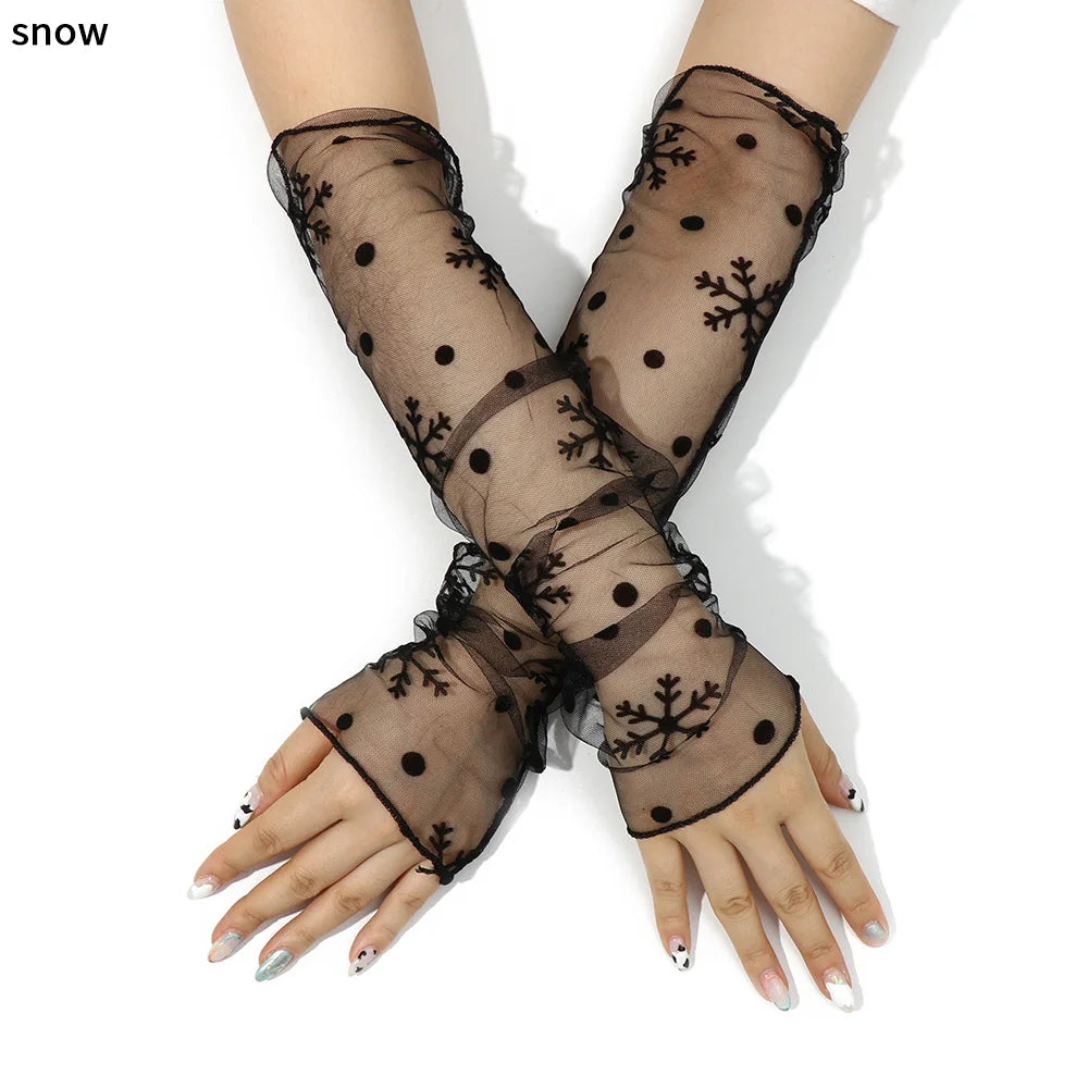 Summer Women Sun Protection Sleeves Mesh Lace Gloves UV Thin Long-Sleeved Bike Breathable Cycling Driving Arm Warmers Sleeves
