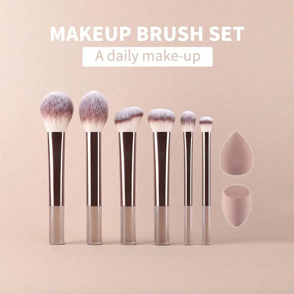 12pcs Professional Makeup Brush Set Incl. Eyeshadow, Powder, Blush Brushes, 2pcs Makeup Sponges, 1pc Powder Puff, Complete Trave
