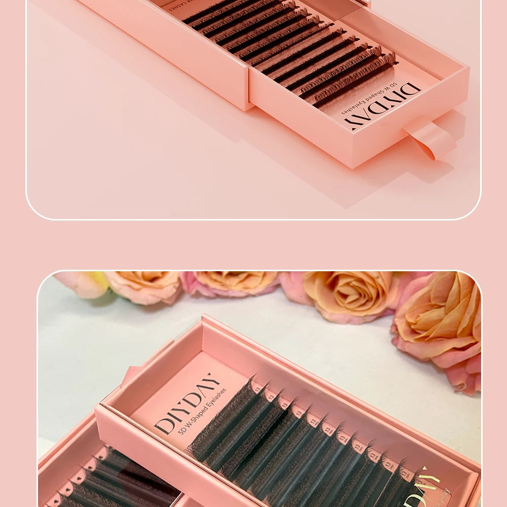 DIYDAY 5D W-Shaped Lashes Extension W Volume Bloom 5D Eyelashes Super Soft Lithe Natural Full Dense Eye Lash Extension Makeup