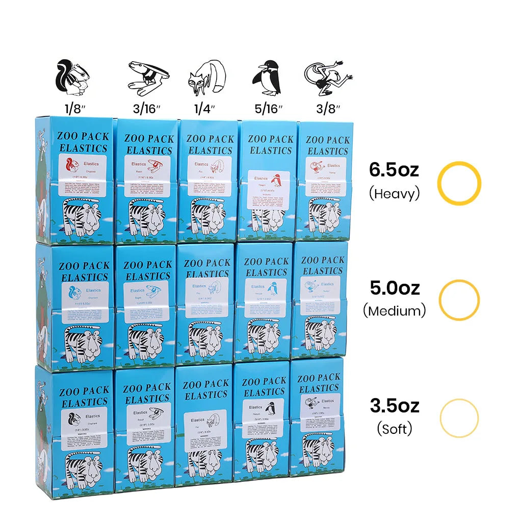 5000 Pcs/Box Dental Orthodontic Zoo Pack Elastics Rubber Bands High Quality Latex Braces Force 3.5/5.0/6.5 OZ