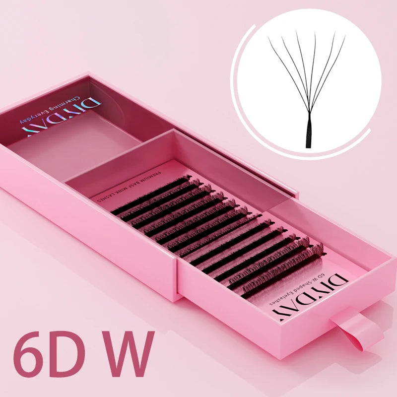 DIYDAY 5D W-Shaped Lashes Extension W Volume Bloom 5D Eyelashes Super Soft Lithe Natural Full Dense Eye Lash Extension Makeup