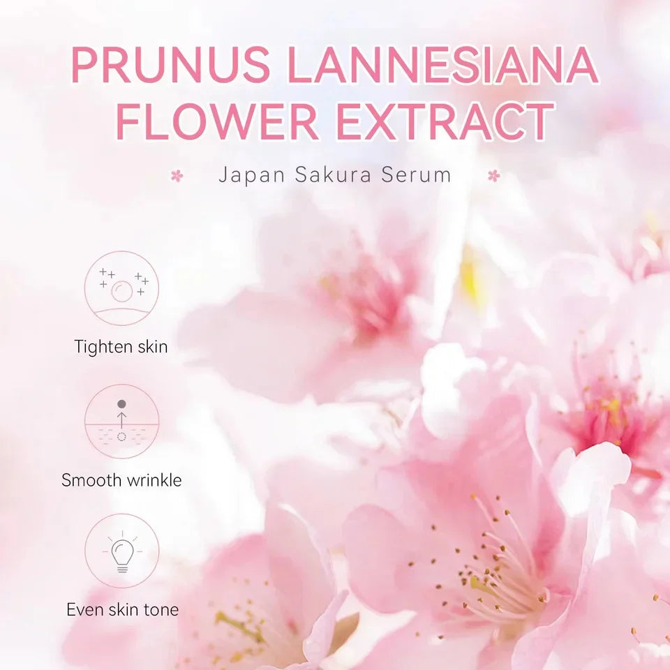 Sakura Whitening Gesichts-Serum Anti-Aging Verblasst feine Linien Strafft Poren Verbessert Melaninpigment Stumpfer Feuchtigkeitsspender Hellt die Hautpflege auf