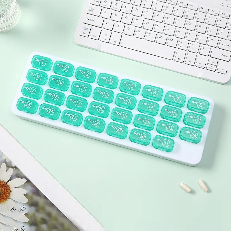 New Hot Premuim Portable Monthly 31 Day Pill Organizer Storage Case Box Holder for Daily Medicine Vitamin Fish Oils Supplement