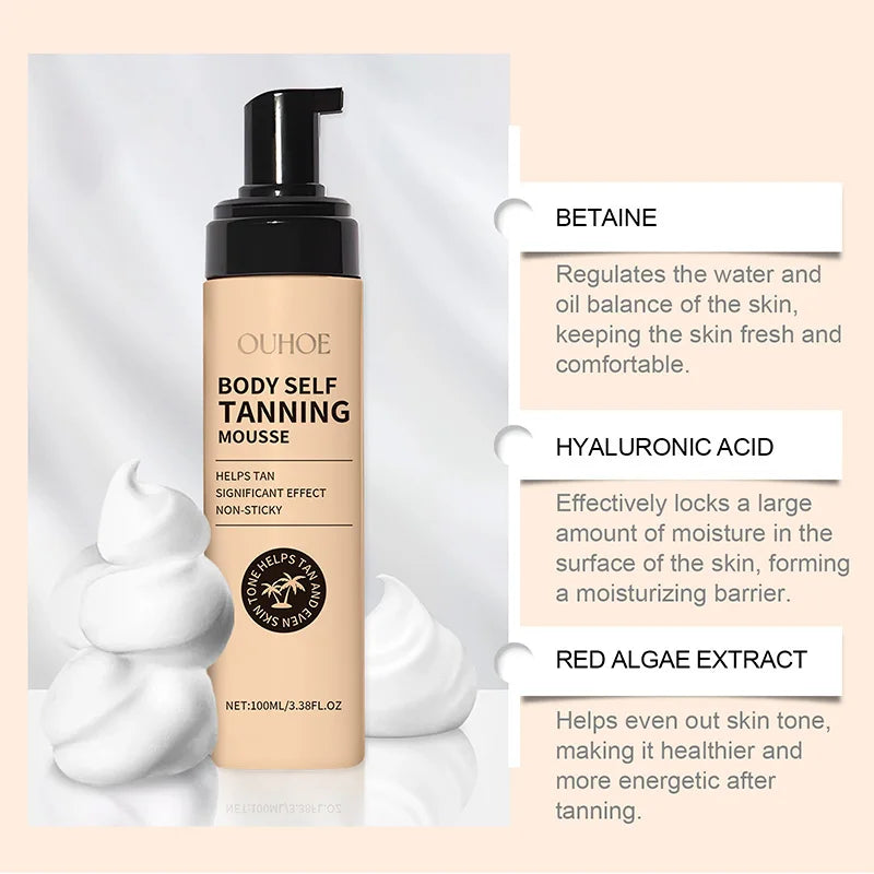 Summer Tanning Body Mousse 100ml Sun-promoting + Moisturizing Bronze Glossy Skin 0 Uv Damage Natural Tanning Wheat Skin Cream