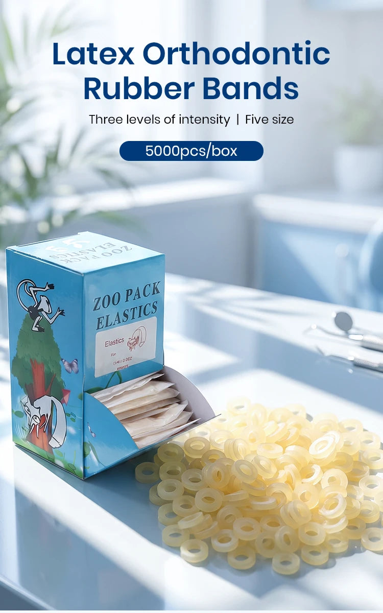 5000 Pcs/Box Dental Orthodontic Zoo Pack Elastics Rubber Bands High Quality Latex Braces Force 3.5/5.0/6.5 OZ