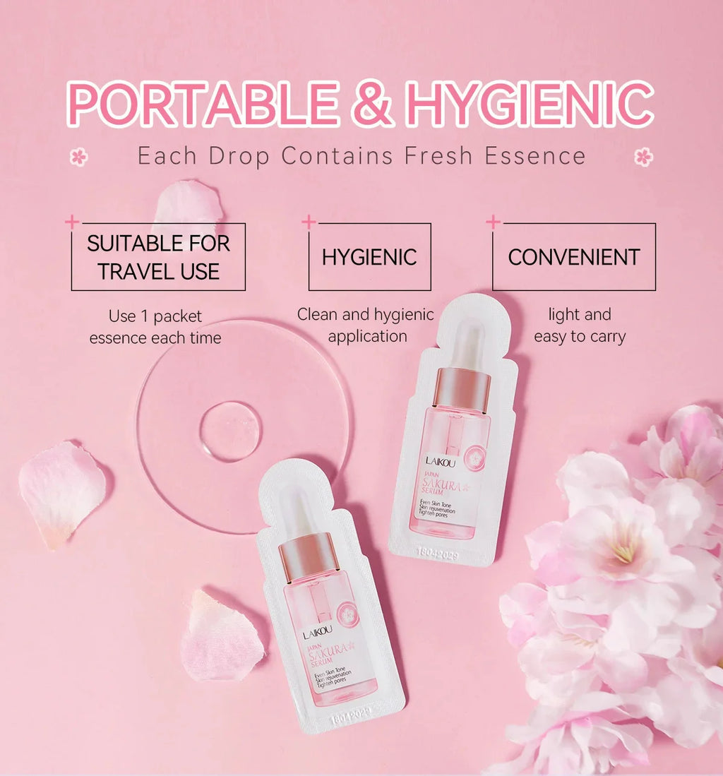 Sakura Whitening Gesichts-Serum Anti-Aging Verblasst feine Linien Strafft Poren Verbessert Melaninpigment Stumpfer Feuchtigkeitsspender Hellt die Hautpflege auf
