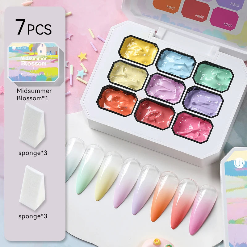 UR SUGAR 2Pcs 9-colors New Popular Color Patting Gel Gradient Color Semi Permanent Painting UV&LED Gel Nail Art Creation Varnish