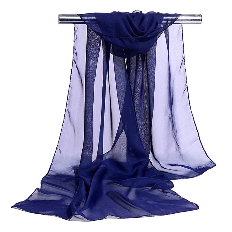 Koreanische Frauen Hochzeit Abendparty Kleid Schal Einfarbig Transparent Chiffon Seidenschal Sommer Strandtuch Sonnenschutz Schal R22