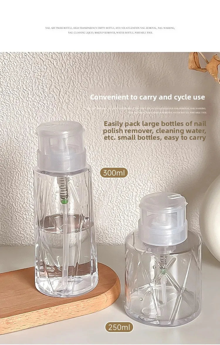 Lockable Nail Empty Pump Dispenser Refillable Bottle Nail Art Polish Manicure Cleaner Makeup Remover Container Press Bottle