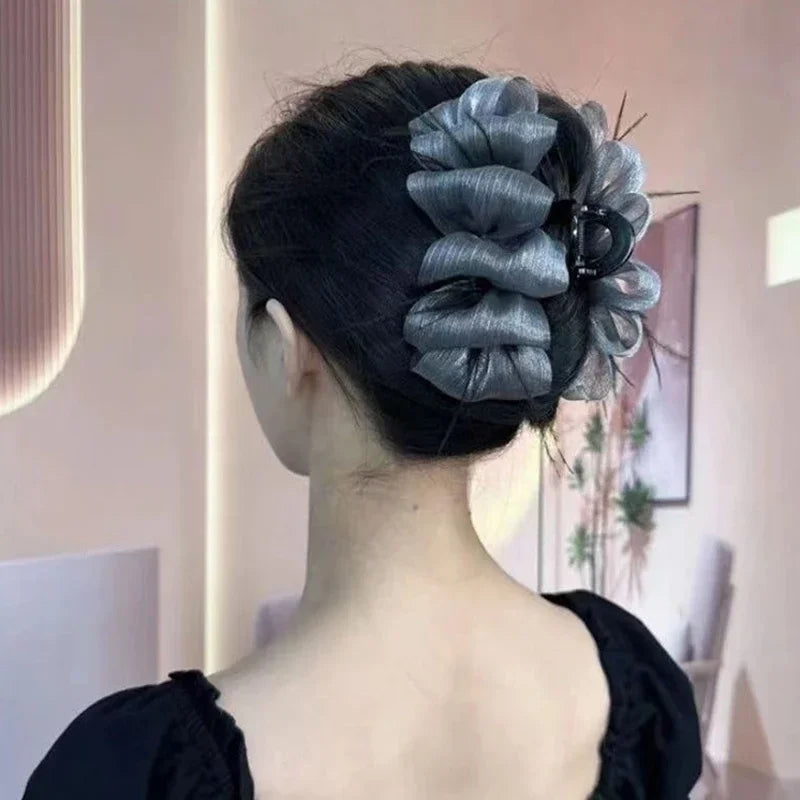 Mesh Bow Grip Clip Women Girls Sweet Elegant Black Large Hair Clip Shopping Wedding Daily Hair Claws Fashion Hair Accessories