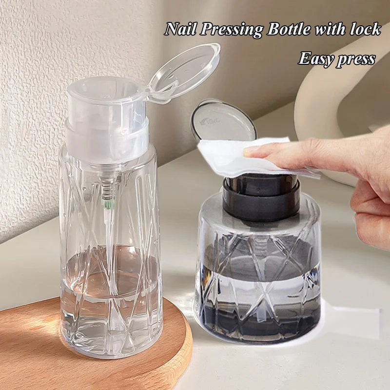Lockable Nail Empty Pump Dispenser Refillable Bottle Nail Art Polish Manicure Cleaner Makeup Remover Container Press Bottle