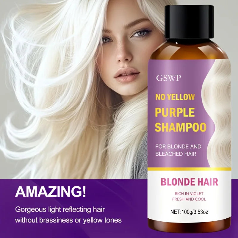 GSWP Anti-Yellow/Purple Shampoo, gently cleanses, is suitable for blonde, gray, silver hair,improves rough, dry hair.Gift.100g