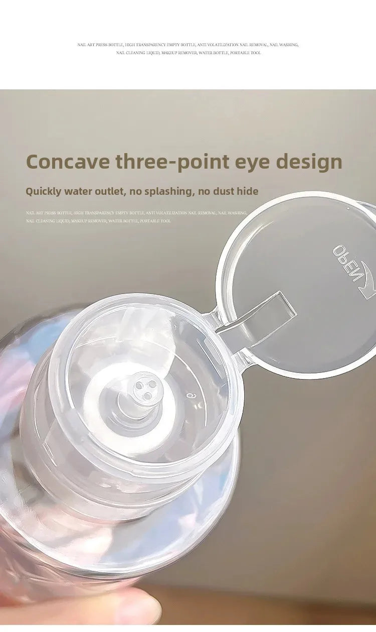 Lockable Nail Empty Pump Dispenser Refillable Bottle Nail Art Polish Manicure Cleaner Makeup Remover Container Press Bottle