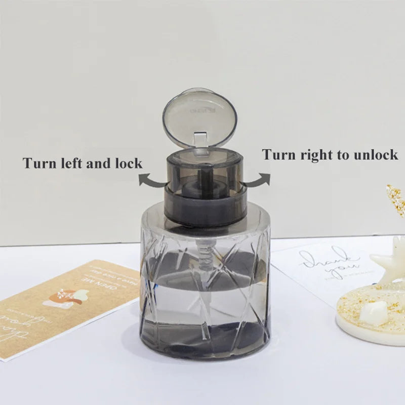 Lockable Nail Empty Pump Dispenser Refillable Bottle Nail Art Polish Manicure Cleaner Makeup Remover Container Press Bottle