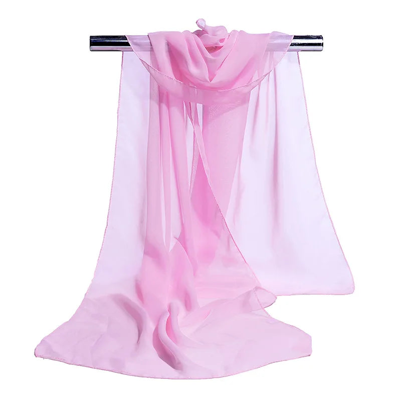 Koreanische Frauen Hochzeit Abendparty Kleid Schal Einfarbig Transparent Chiffon Seidenschal Sommer Strandtuch Sonnenschutz Schal R22