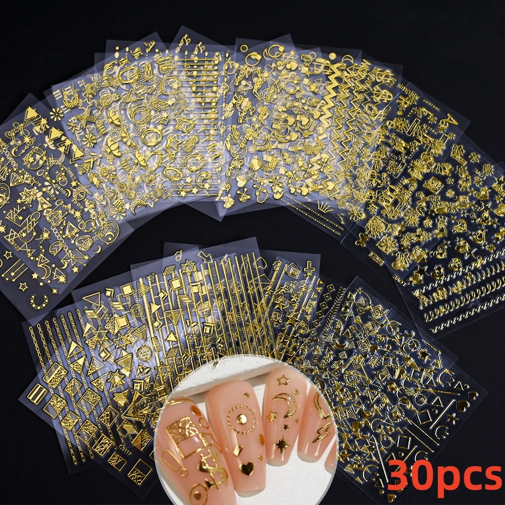 30pcs/Set Colorful Flower Nail Stickers Japanese-Korean Small Fresh Blossom Manicure Applique for Children&Girls Net Red Decals*