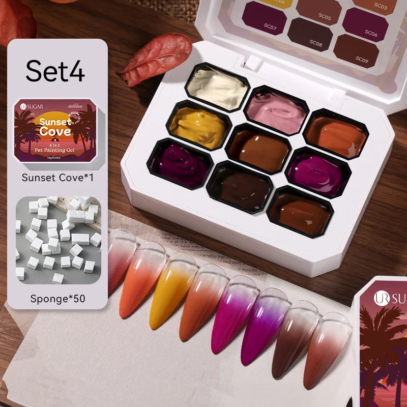 UR SUGAR 2Pcs 9-colors New Popular Color Patting Gel Gradient Color Semi Permanent Painting UV&LED Gel Nail Art Creation Varnish