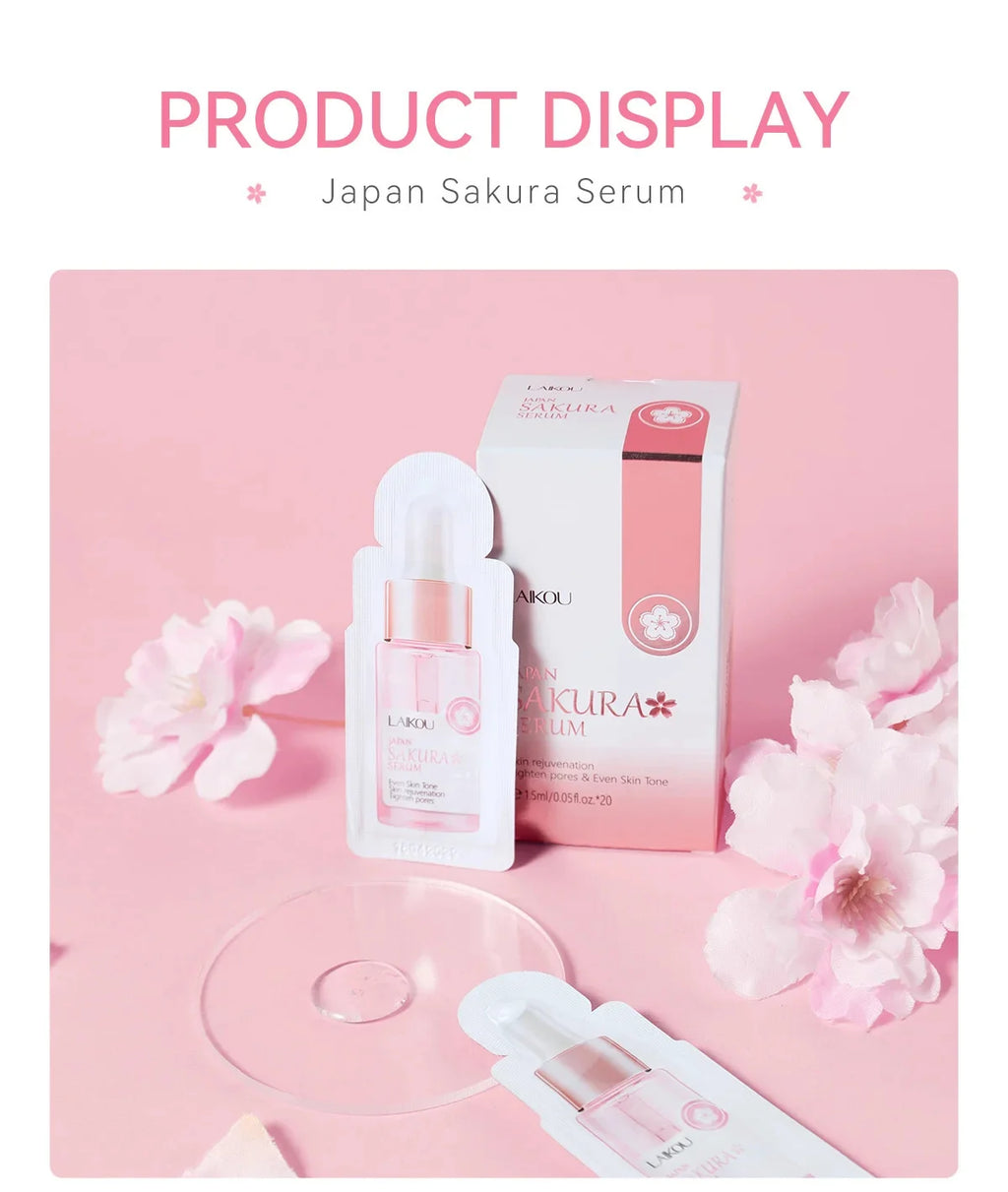 Sakura Whitening Gesichts-Serum Anti-Aging Verblasst feine Linien Strafft Poren Verbessert Melaninpigment Stumpfer Feuchtigkeitsspender Hellt die Hautpflege auf