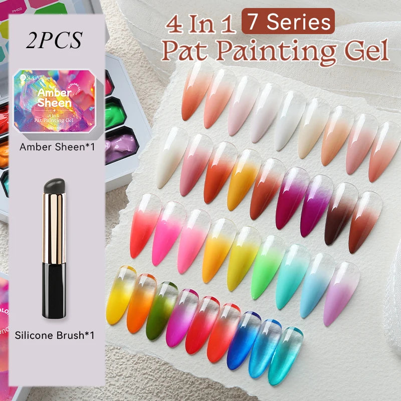 UR SUGAR 2Pcs 9-colors New Popular Color Patting Gel Gradient Color Semi Permanent Painting UV&LED Gel Nail Art Creation Varnish