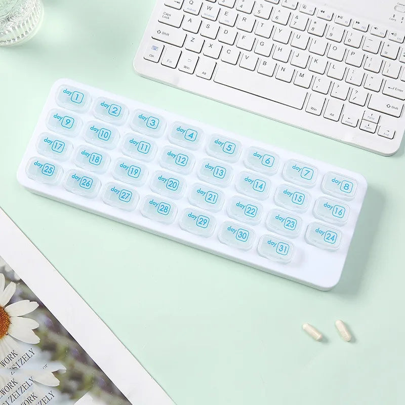 New Hot Premuim Portable Monthly 31 Day Pill Organizer Storage Case Box Holder for Daily Medicine Vitamin Fish Oils Supplement