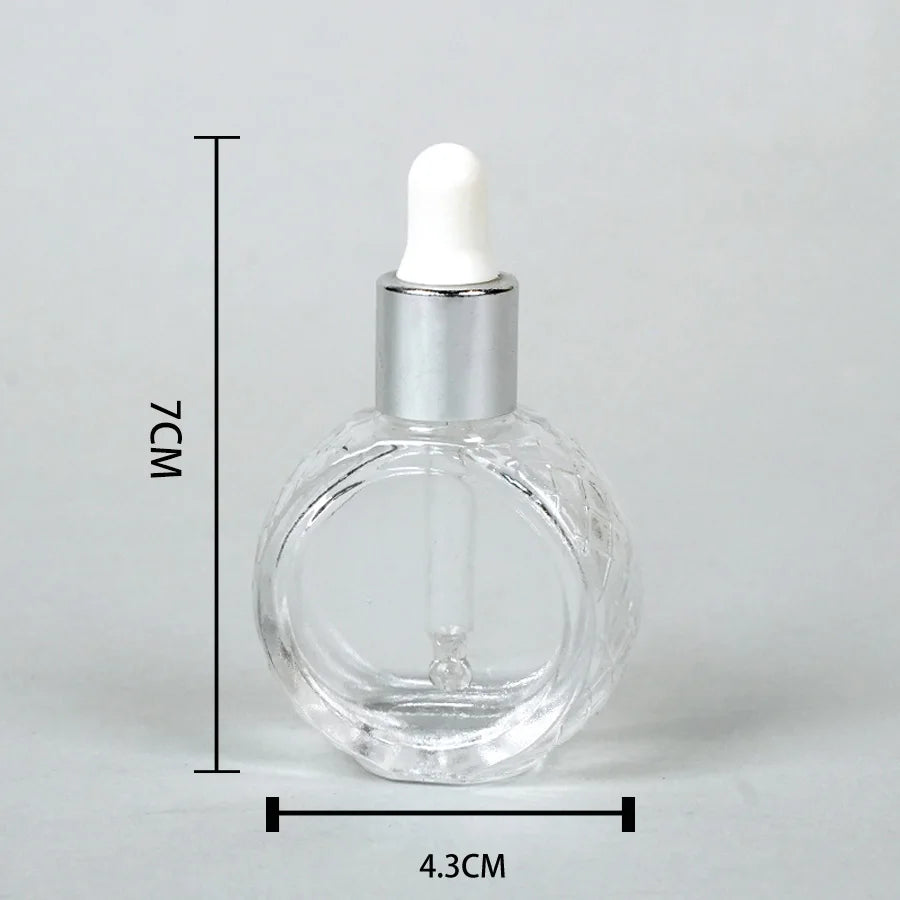 1/2pcs+2 accessories 10ml flat round glass transparent dropper bottle, including 2 spray bottles, 1 funnel, and 1 spring straw