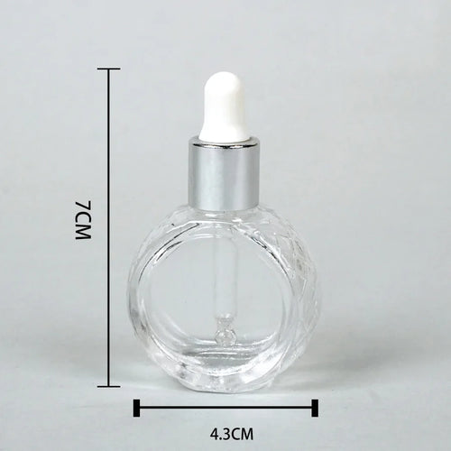 1/2pcs+2 accessories 10ml flat round glass transparent dropper bottle, including 2 spray bottles, 1 funnel, and 1 spring straw