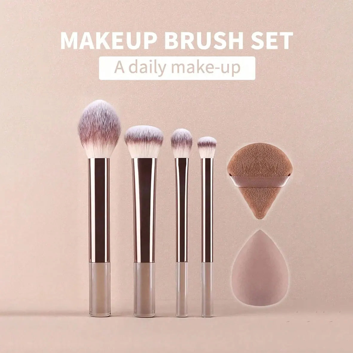 12pcs Professional Makeup Brush Set Incl. Eyeshadow, Powder, Blush Brushes, 2pcs Makeup Sponges, 1pc Powder Puff, Complete Trave