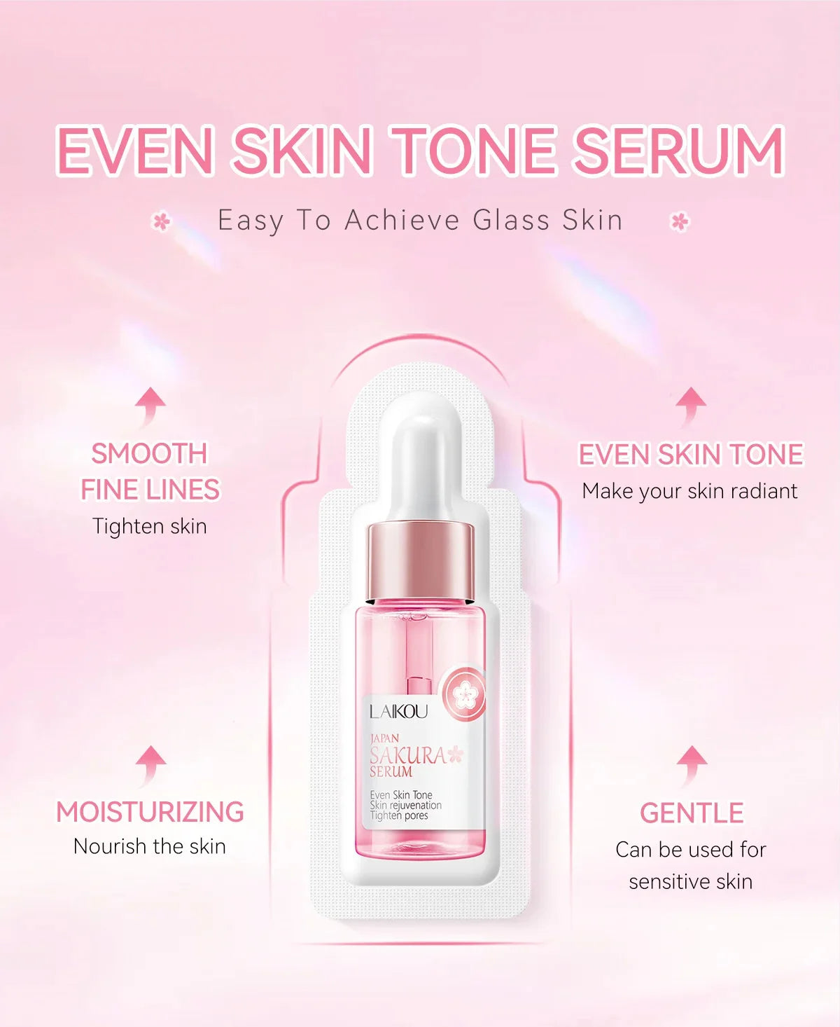 Sakura Whitening Gesichts-Serum Anti-Aging Verblasst feine Linien Strafft Poren Verbessert Melaninpigment Stumpfer Feuchtigkeitsspender Hellt die Hautpflege auf