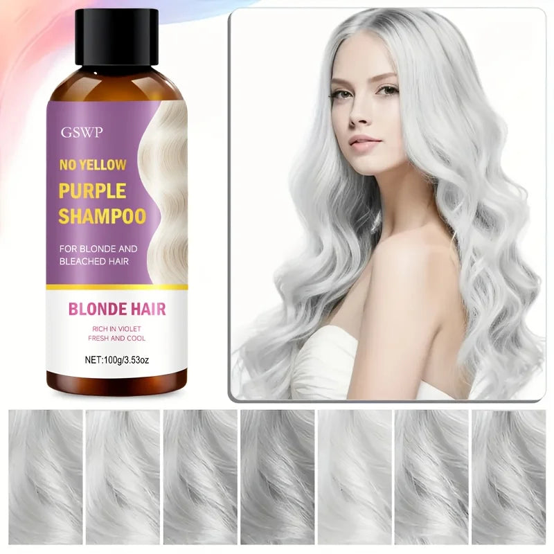 GSWP Anti-Yellow/Purple Shampoo, gently cleanses, is suitable for blonde, gray, silver hair,improves rough, dry hair.Gift.100g