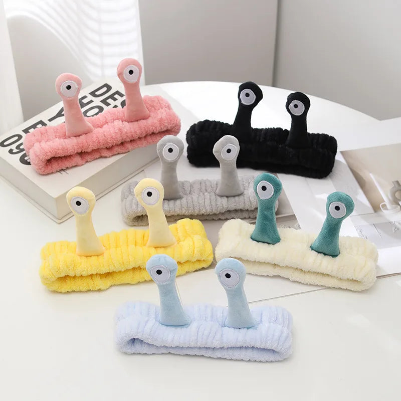 2025 New Cartoon Cross-border Funny Snail Face Wash Headband, Cute Plush Headband Suitable for Women's Face Washing and Makeup