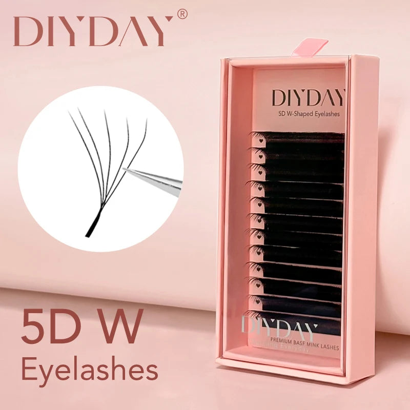 DIYDAY 5D W-Shaped Lashes Extension W Volume Bloom 5D Eyelashes Super Soft Lithe Natural Full Dense Eye Lash Extension Makeup