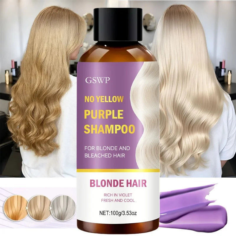 GSWP Anti-Yellow/Purple Shampoo, gently cleanses, is suitable for blonde, gray, silver hair,improves rough, dry hair.Gift.100g