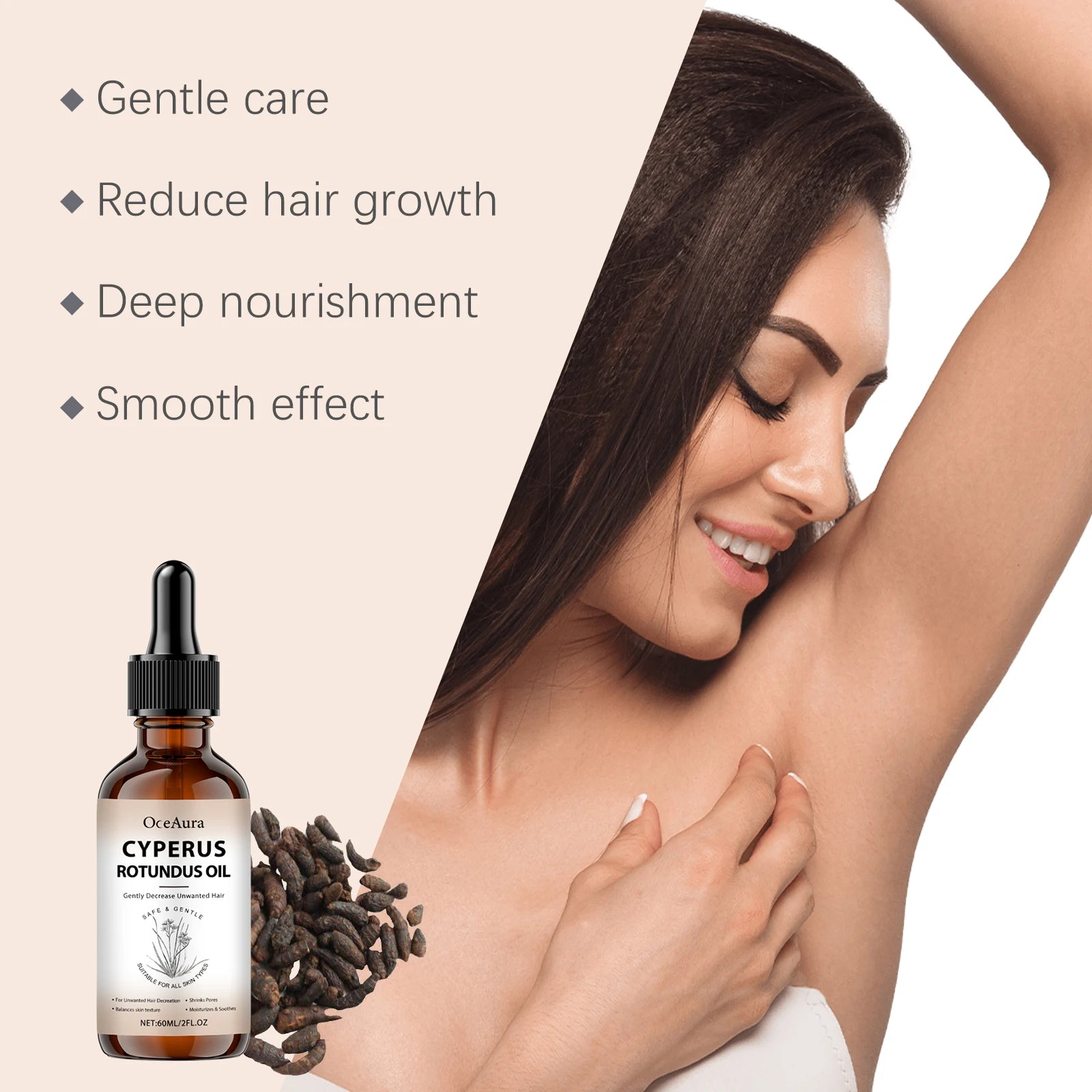Body Hair Removal Oil for Hair Removal Essence Reduce Armpit Arms Body Hair Inhibitor Shrink Pores Smooth Skin Care Serum