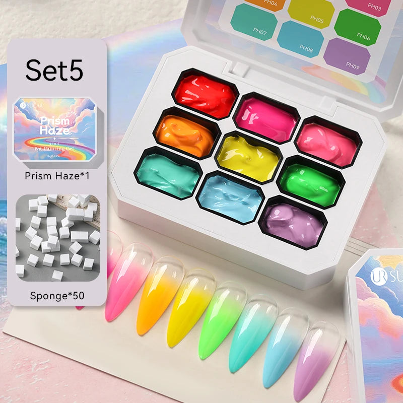 UR SUGAR 2Pcs 9-colors New Popular Color Patting Gel Gradient Color Semi Permanent Painting UV&LED Gel Nail Art Creation Varnish