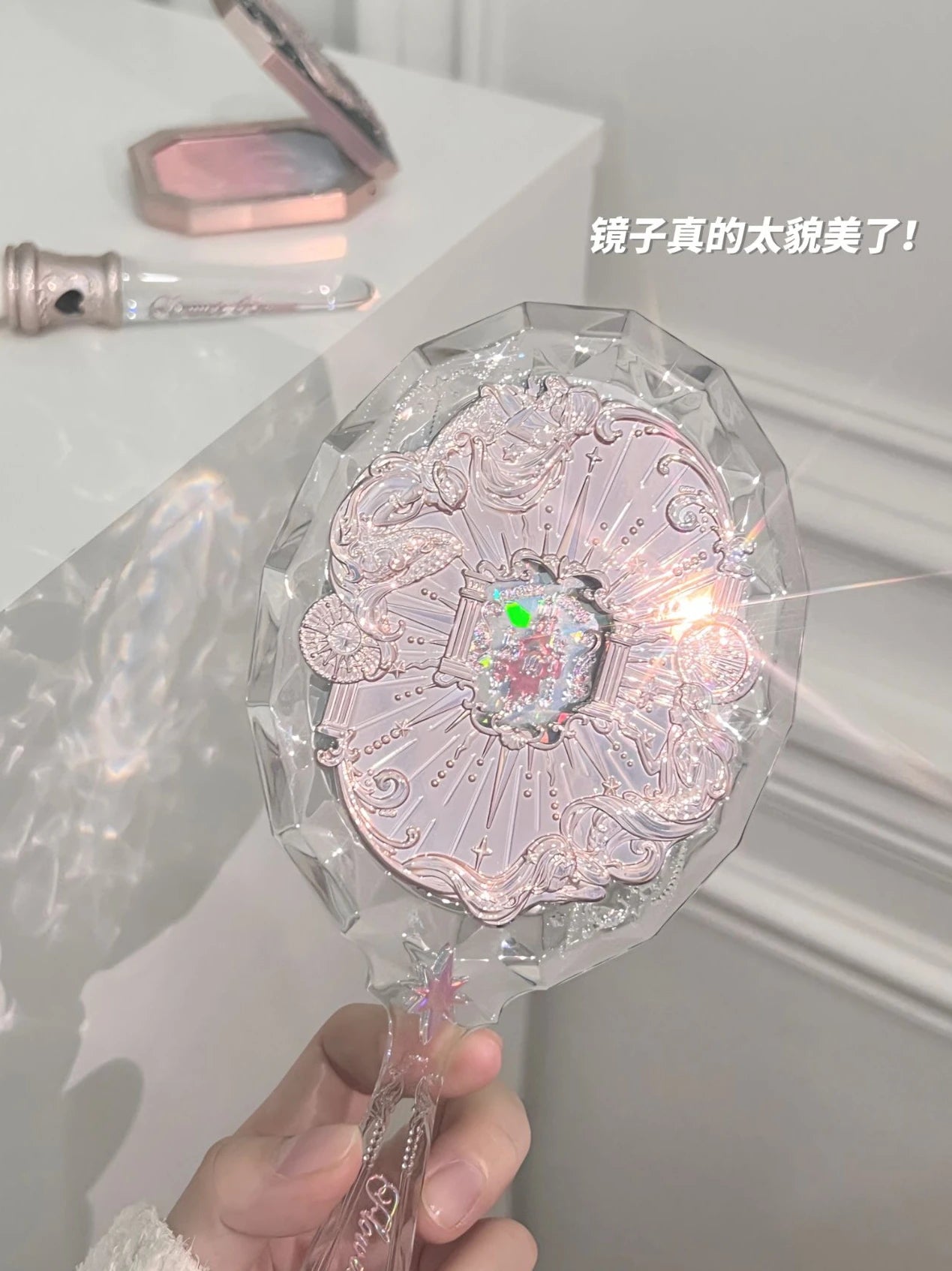 Flower Knows Butterfly Cloud Collar Collection Cosmetic Mirror Hand Holding Mirror Exquisite Relief Makeup Tools Mermaid Mirror