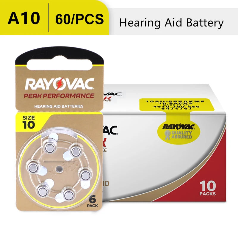 Hearing Aids Batteries RAYOVAC EXTRA Zinc Air 60 PCS High Performance  A10 10A 10 PR70 Hearing Aid Battery A10 For Hearing Aids