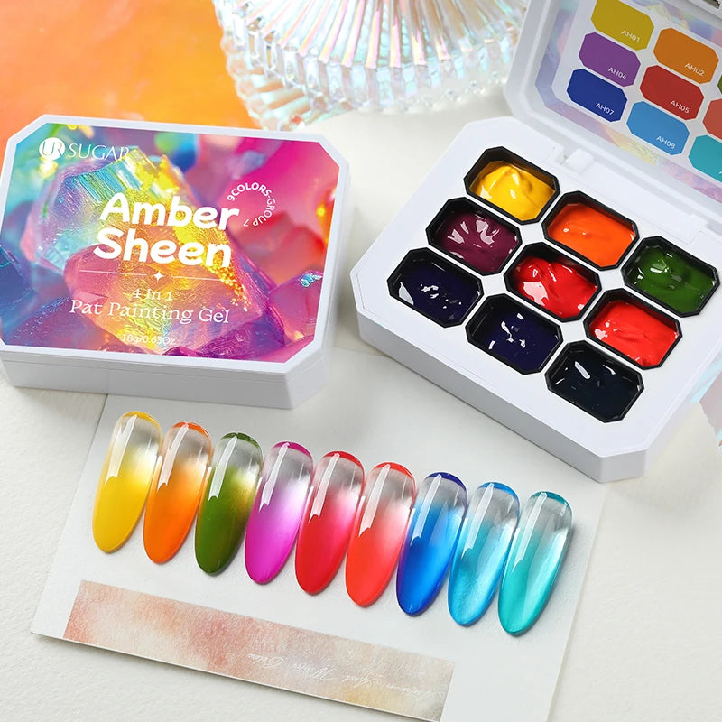 UR SUGAR 2Pcs 9-colors New Popular Color Patting Gel Gradient Color Semi Permanent Painting UV&LED Gel Nail Art Creation Varnish