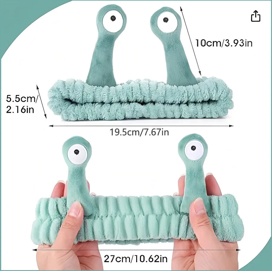 2025 New Cartoon Cross-border Funny Snail Face Wash Headband, Cute Plush Headband Suitable for Women's Face Washing and Makeup