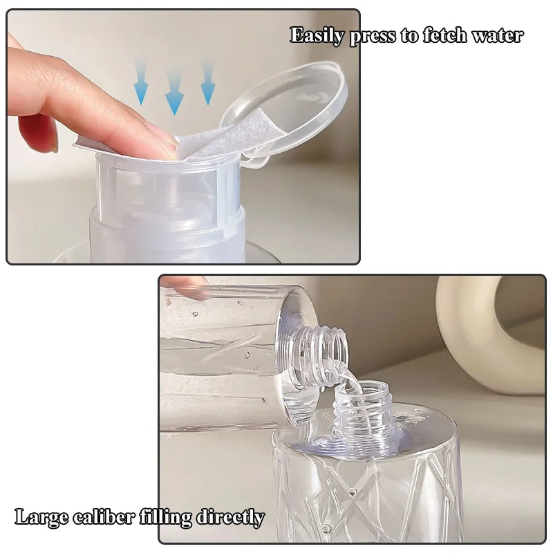 Lockable Nail Empty Pump Dispenser Refillable Bottle Nail Art Polish Manicure Cleaner Makeup Remover Container Press Bottle