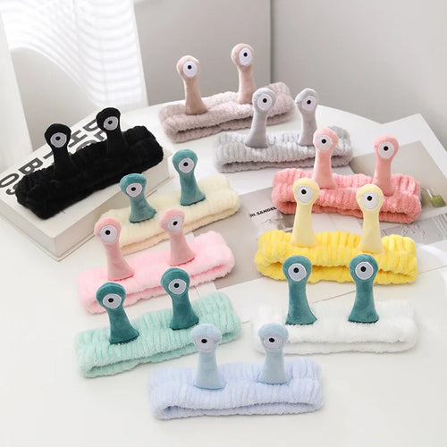 2025 New Cartoon Cross-border Funny Snail Face Wash Headband, Cute Plush Headband Suitable for Women's Face Washing and Makeup