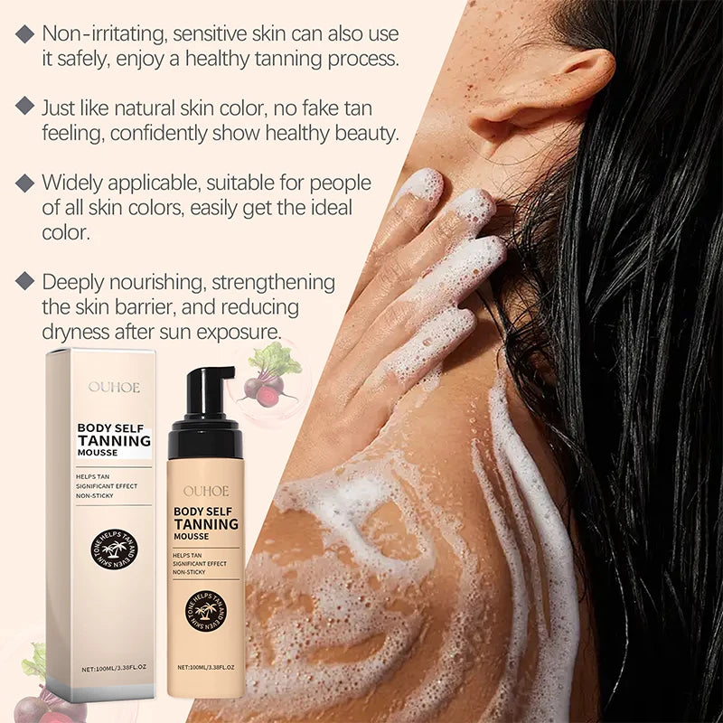 Summer Tanning Body Mousse 100ml Sun-promoting + Moisturizing Bronze Glossy Skin 0 Uv Damage Natural Tanning Wheat Skin Cream
