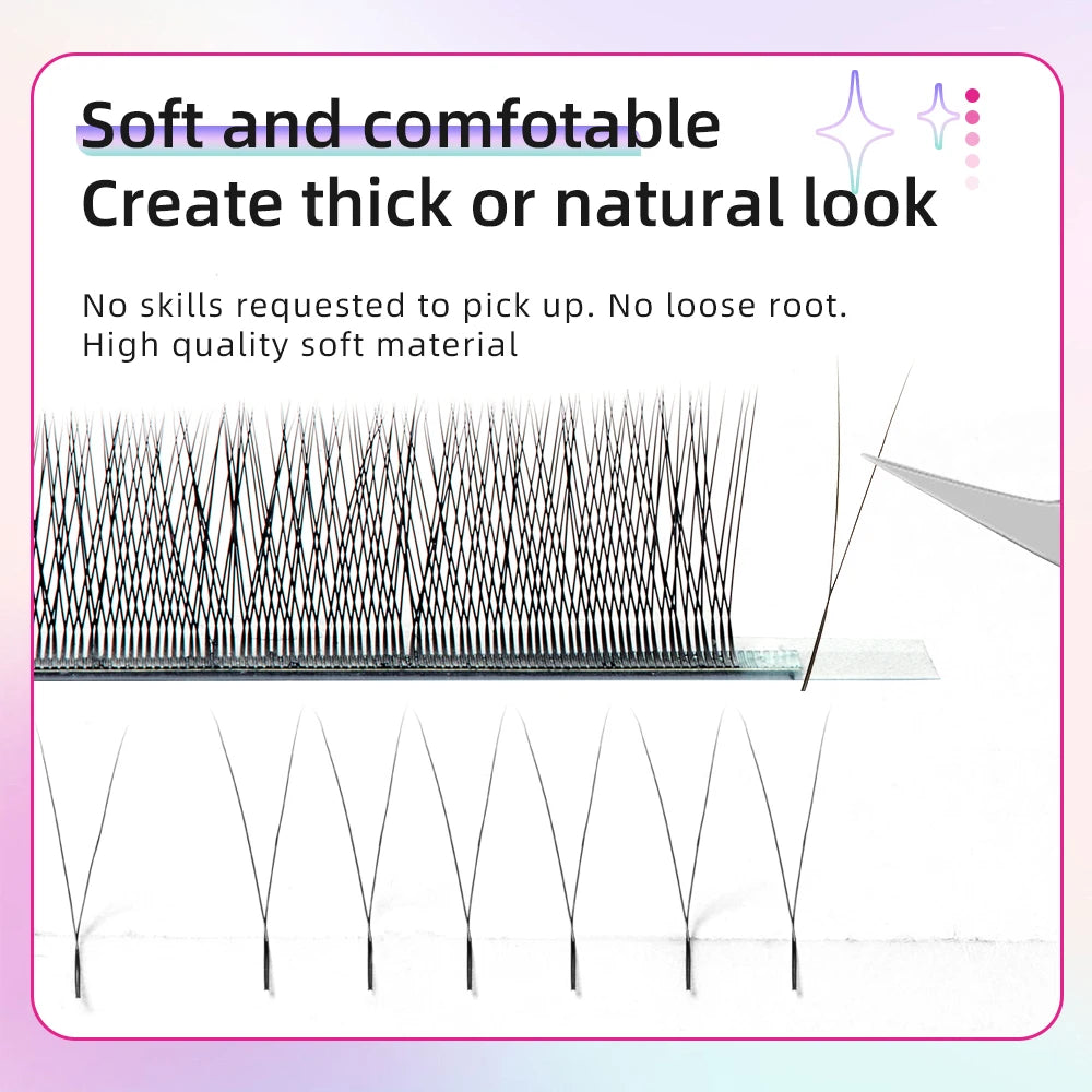 Yelix 2D Y-Form Wimpernverlängerung Handgewebt Premium B C D L M Natürliche Einzelspitze Wimpern Zubehör Make-up Mesh-Netz Cross Lash