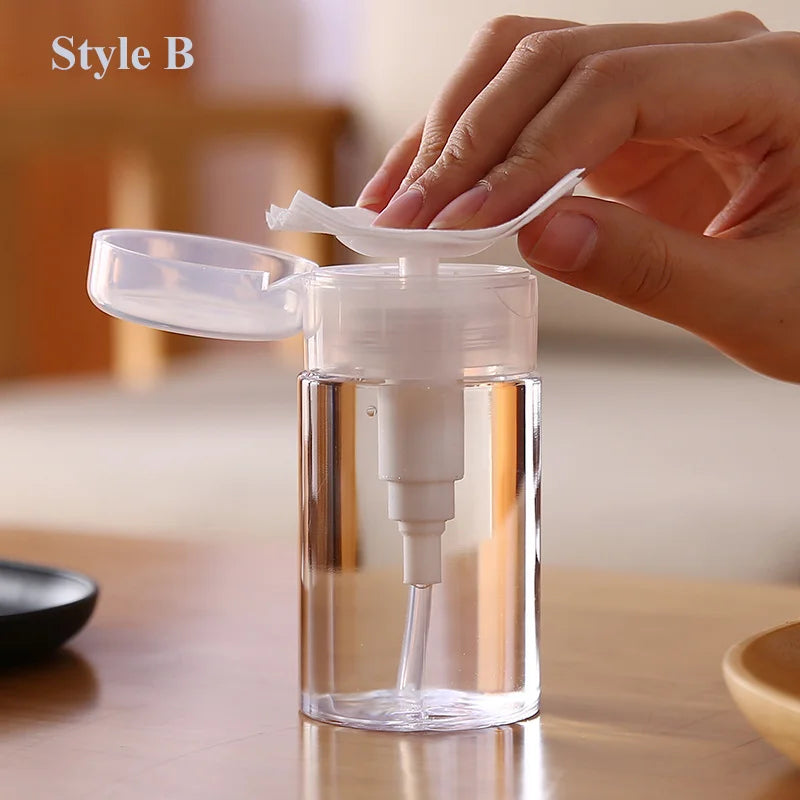 Lockable Nail Empty Pump Dispenser Refillable Bottle Nail Art Polish Manicure Cleaner Makeup Remover Container Press Bottle