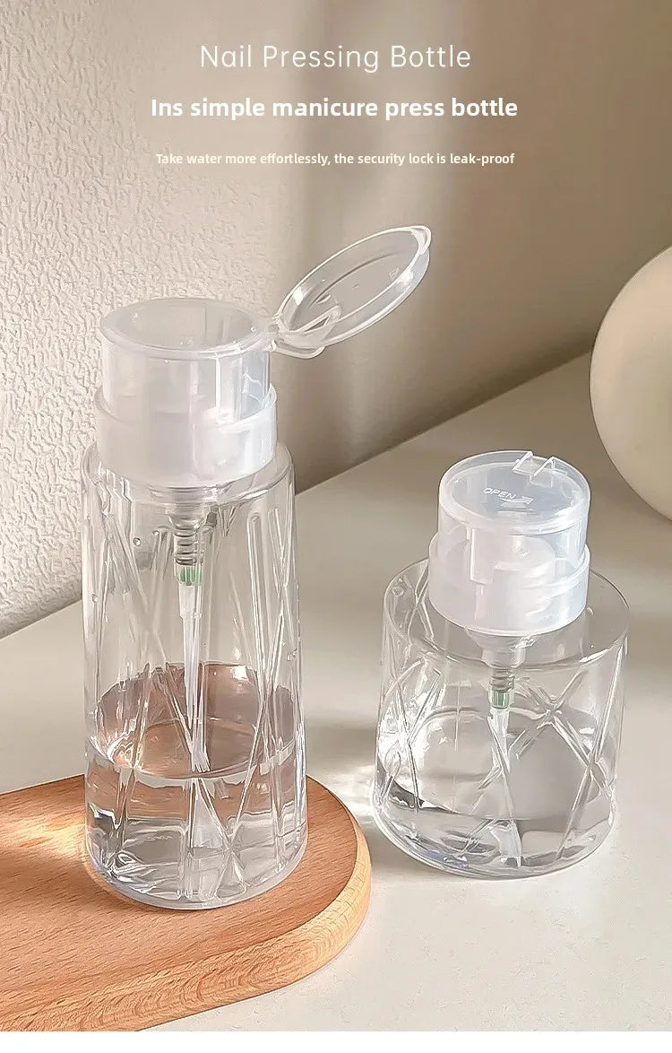 Lockable Nail Empty Pump Dispenser Refillable Bottle Nail Art Polish Manicure Cleaner Makeup Remover Container Press Bottle