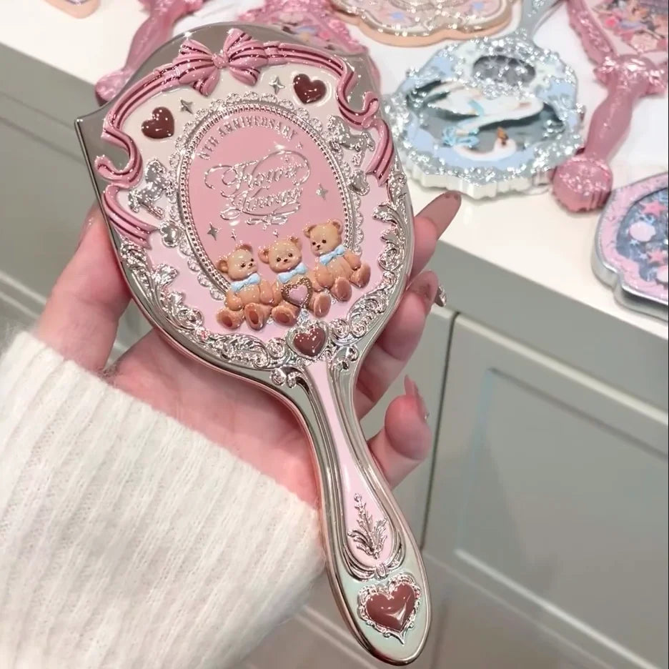 Flower Knows Butterfly Cloud Collar Collection Cosmetic Mirror Hand Holding Mirror Exquisite Relief Makeup Tools Mermaid Mirror