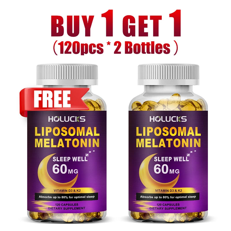 Buy 1 Get 1 Free! Liposomal Melatonin Supplement, for Insomnia Relief & Jet Lag Recovery, Quick Sleep Onset & Restful Nights