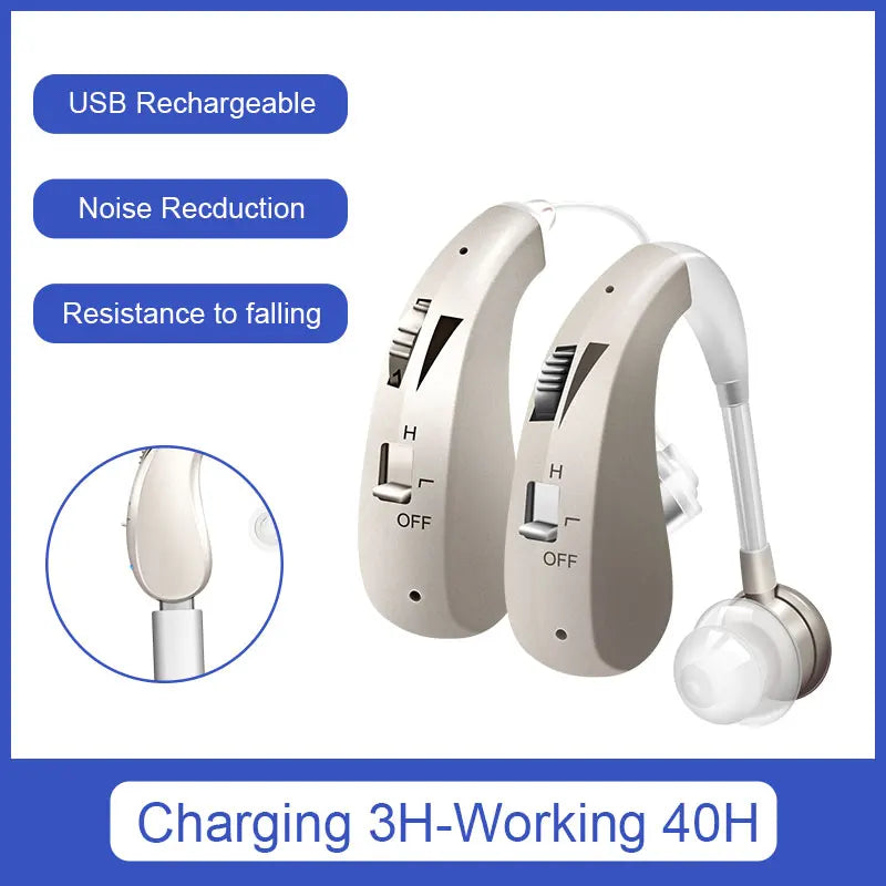 Digital Hearing Aids for Deafness Rechargeable Hearing Aid High Power Sound Amplifier For Elderly Behind the Ear Care audifonos